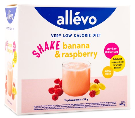 Pienoiskuva Allevo VLCD Shake , Banana & Raspberry, 15 annosta