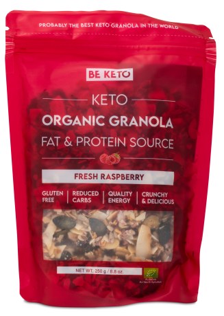 Pienoiskuva BeKeto KETO Organic Granola, Fresh Raspberry, 250 g