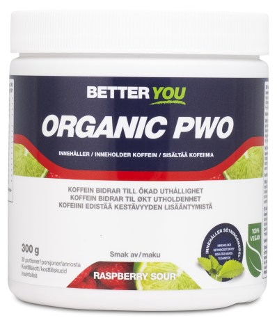 Pienoiskuva Better You Pre Work Out PWO, Luomu , Vadelma / Kirpe�, 300 g