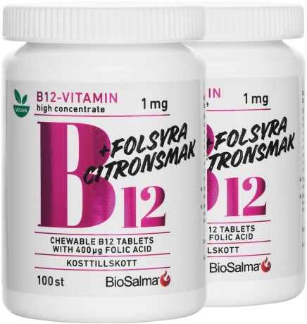 Pienoiskuva BioSalma B12-vitamiini 1mg + Foolihappo , 200 tablettia