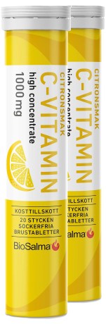 Pienoiskuva BioSalma C-vitamiini 1000 mg, Sitruuna, 40 poretablettia