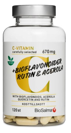Pienoiskuva BioSalma C-vitamiini 670mg + Bioflavonoidit, 120 tablettia
