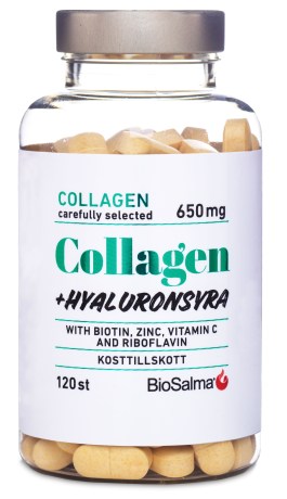 Pienoiskuva BioSalma Collagen 650 mg + Hyaluronihappo, 120 tablettia