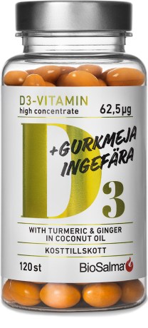 Pienoiskuva BioSalma D3 62,5 ug + Kurkuma Inkiv��ri, 120 kapselia