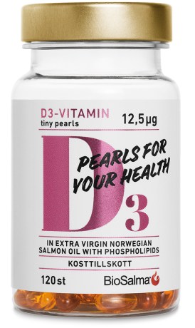 Pienoiskuva BioSalma D3-vitamin 12,5 ug Tiny Pearls , 120 kapselia