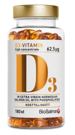 Pienoiskuva BioSalma D3-vitamin 62,5 ug High Concentrate, 180 kapselia