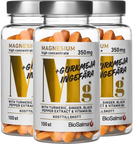 Pienoiskuva BioSalma Magnesium 350 mg + Kurkuma Inkiv��ri, 300 tablettia