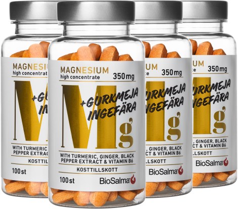 Pienoiskuva BioSalma Magnesium 350 mg + Kurkuma Inkiv��ri, 400 tablettia