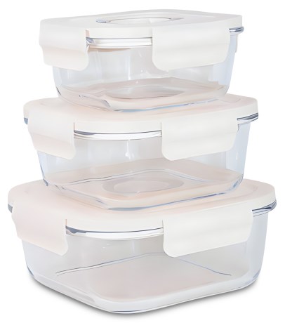 Pienoiskuva Foodecobox Lasinen Evsrasiasetti 3-in-1, Neli, Valkoinen