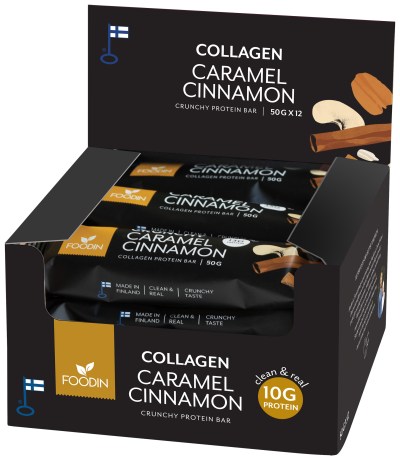Pienoiskuva Foodin Collagen Protein Bar, Caramel Cinnamon, 12 kpl