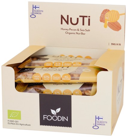 Pienoiskuva Foodin NUTI-patukka Luomu, Honey, Pecans & Sea Salt, 15-pack