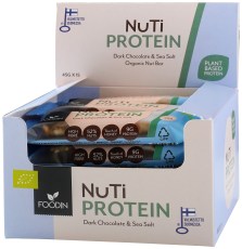 Pienoiskuva Foodin NUTI Protein Luomu, Dark Chocolate & Sea Salt, 15-pack