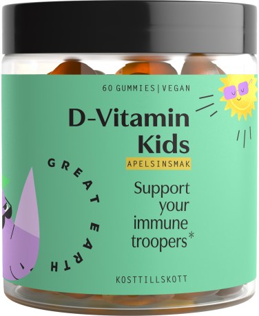 Pienoiskuva Great Earth D-Vitamin Kids, Appelsiini, 60 Gummies