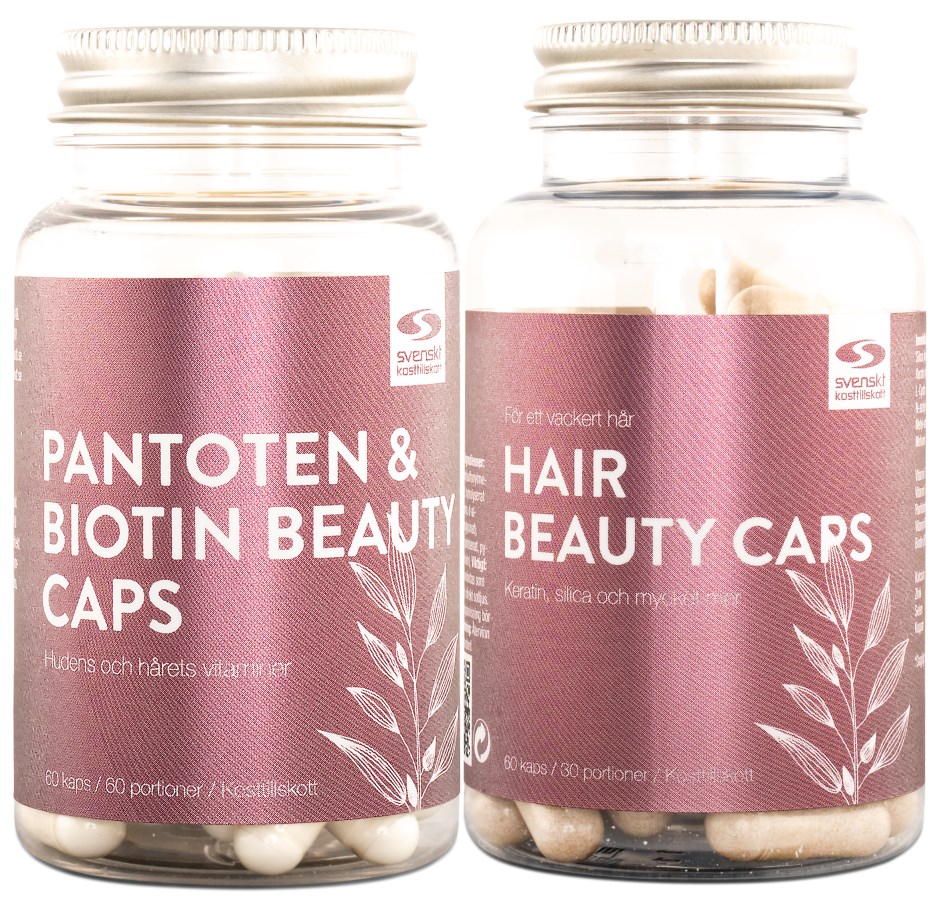 Hair Beauty Caps + Pantoten & Biotin, Terveys & Hyvinvointi - Svenskt Kosttillskott