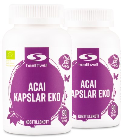 Pienoiskuva Healthwell Acai-kapselit Luomu, 180 kapselia