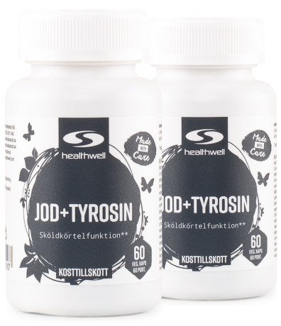 Pienoiskuva Healthwell Jodi + Tyrosiini, 120 kapselia