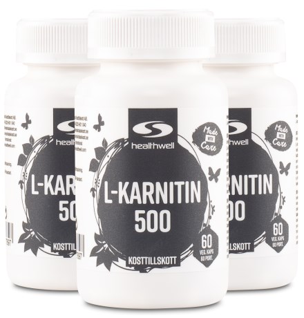 Pienoiskuva Healthwell L-karnitiini 500, 180 kapselia