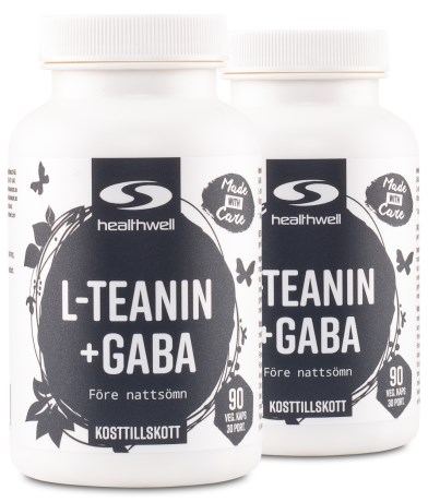 Pienoiskuva Healthwell L-Teaniini + GABA, 180 kapselia