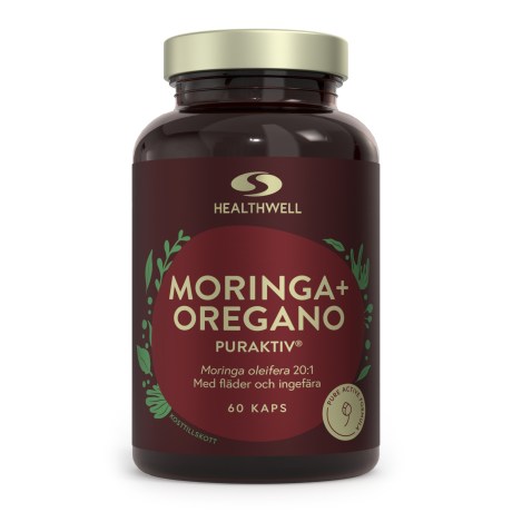 Pienoiskuva Healthwell Moringa +Oregano Puraktiv, 60 kapselia