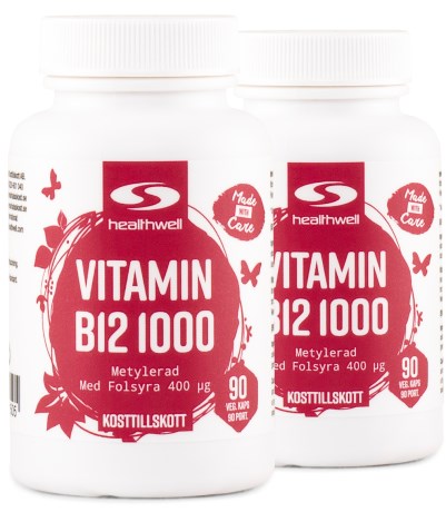 Pienoiskuva Healthwell B12 Vitamiini Metyloituna, 180 kapselia