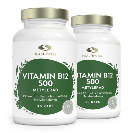 Pienoiskuva Healthwell B12-vitamiini Metyloitu 500, 180 kapselia
