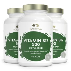 Pienoiskuva Healthwell B12-vitamiini Metyloitu 500, 270 kapselia