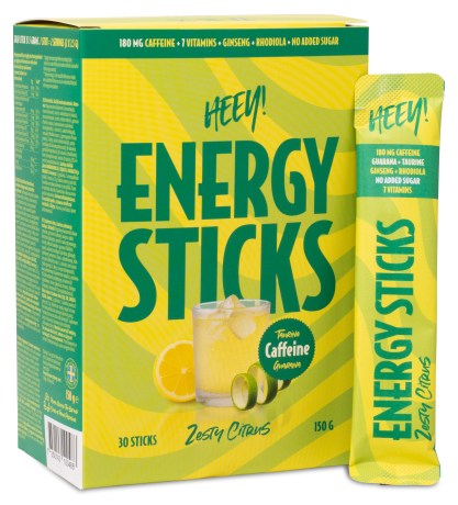 Pienoiskuva HEEY Energy Sticks Kofeiini+Guarana, Zesty Citrus, 30 annospussia