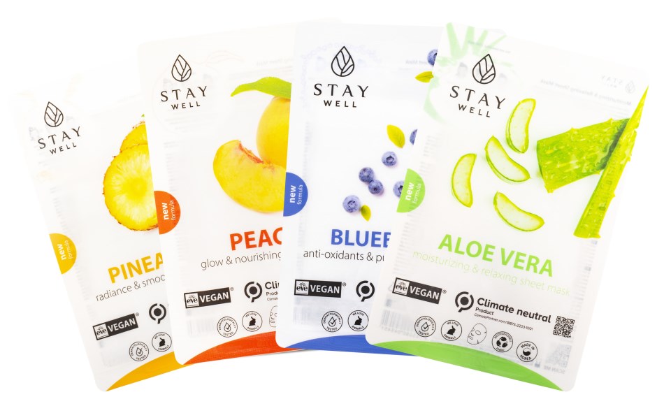 StayWell Vegan Sheet Mask Mixpack 4 st, Kauneudenhoito - StayWell