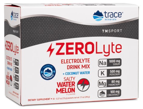 Pienoiskuva Trace Minerals ZEROlyte Electrolyte Drink Mix Salty, Vesimeloni, 30-pack