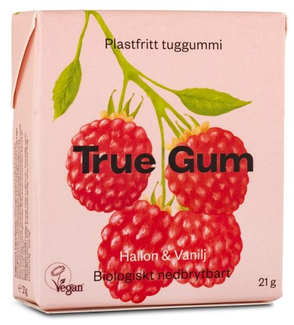 Pienoiskuva True Gum Purukumit, 1 kpl, Vadelma & Vanilja