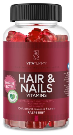 Pienoiskuva VitaYummy Hair & Nails, Vadelma, 60 Gummies