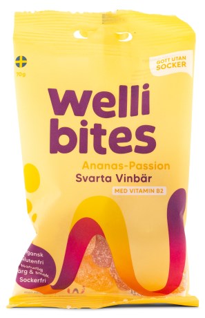 Wellibites Ananas-Passion & Mustaherukka Makeinen - Vegaaninen, Elintarvikkeet - Wellibites