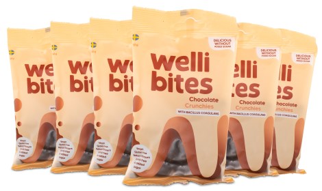 Pienoiskuva Wellibites Chocolate Crunchies  - Vegaaninen, 6 kpl pakkaus