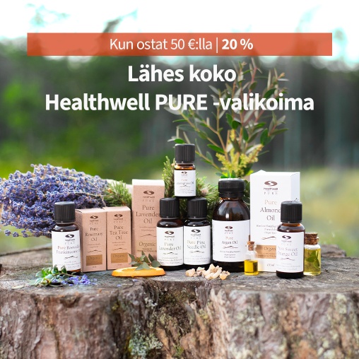 Osta 50 :lla, saat koodilla 20 % Healthwell PURE -tuotemerkilt