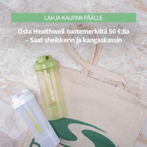 Osta Healthwell-tuotemerkilt 50 :lla, saat 2 lahjaa