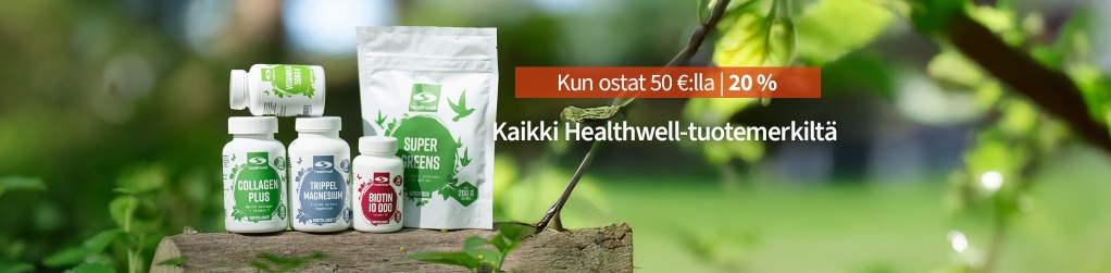 Osta 50:lla, saat koodilla 20 % Healthwell-tuotemerkilt