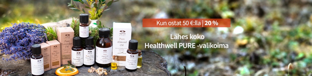 Osta 50:lla, saat koodilla 20 % Healthwell PURE -tuotemerkilt