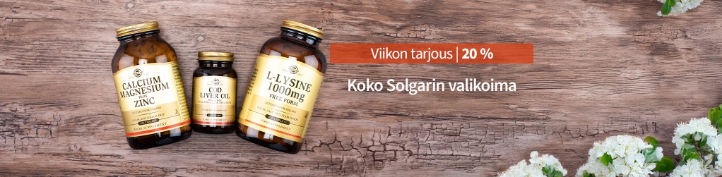 Viikon tarjous! 20 % koko Solgarin valikoimasta