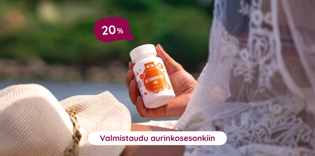 Valmistaudu aurinkosesonkiin, Healthwell Beetakaroteeni 100 20 %