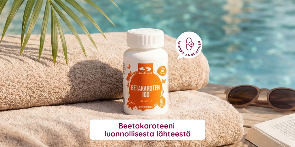 Healthwell Beetakaroteeni 100: Korkea-annoksinen beetakaroteeni luonnollisesta l�hteest�