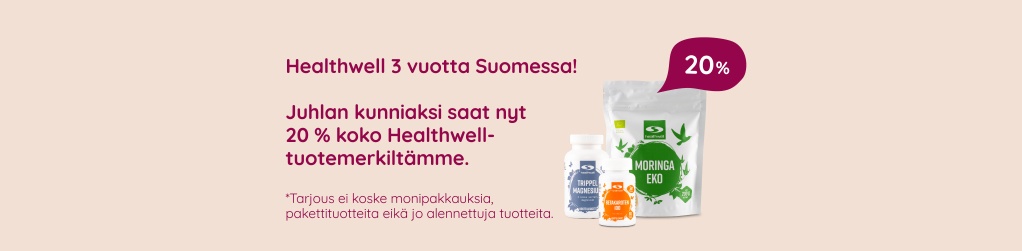 Saat 20% koko Healthwell-tuotemerkkimme valikoimasta