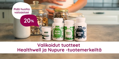 Pid� huolta vatsastasi! Valikoidut tuotteet Healthwell ja Nupure -tuotemerkeilt� 20 %