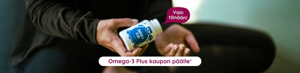 Vain t�n��n! Saat Omega-3 Plus -kapselit kaupan p��lle*