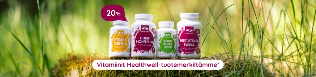 Vain t�n��n! Vitamiinit Healthwell-tuotemerkilt�mme* 20%