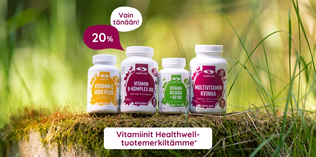 Vain t�n��n! Vitamiinit Helthwell-tuotemerkilt�mme 20 %*